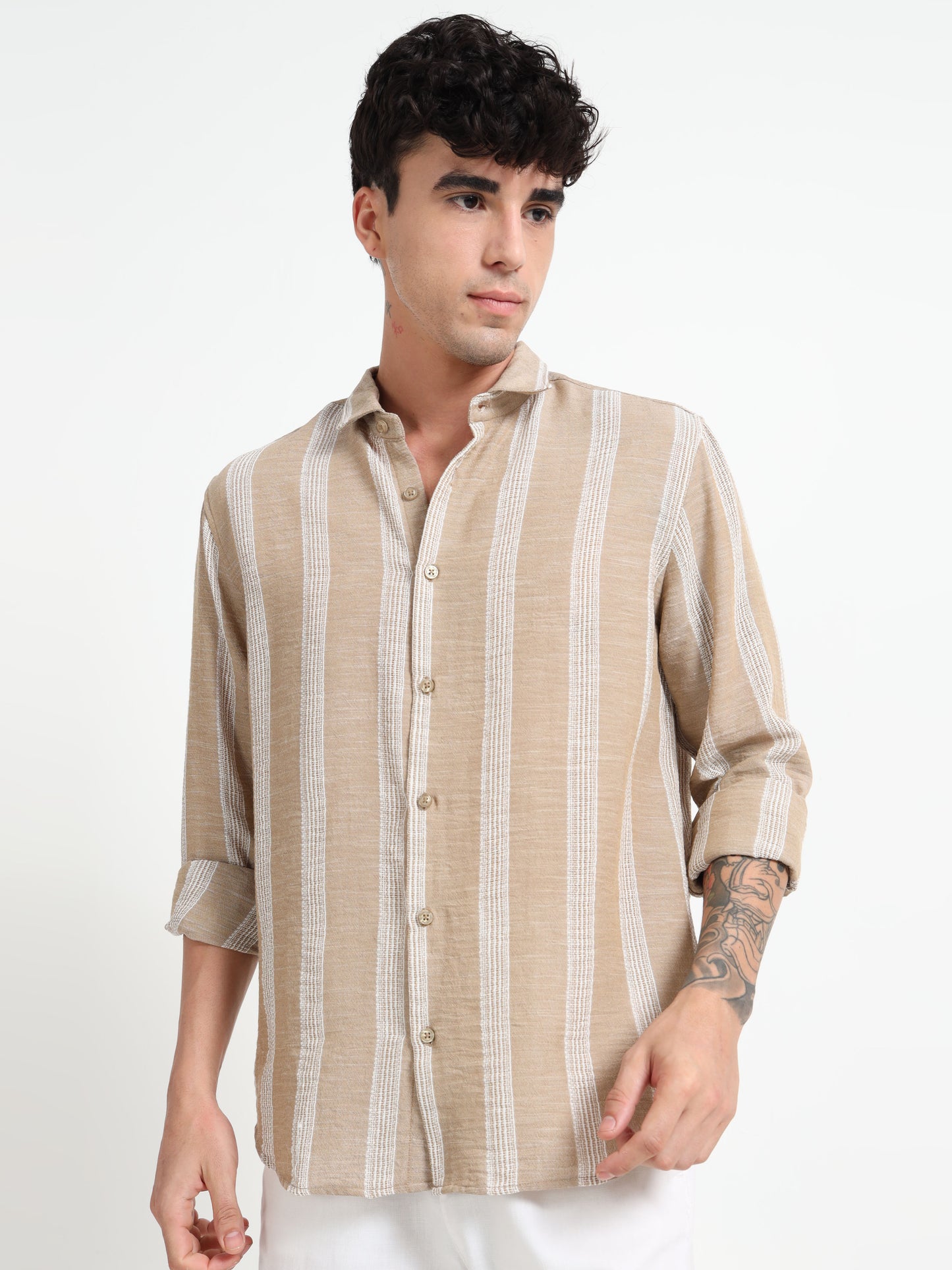 Aurora Beige Stripe Shirt