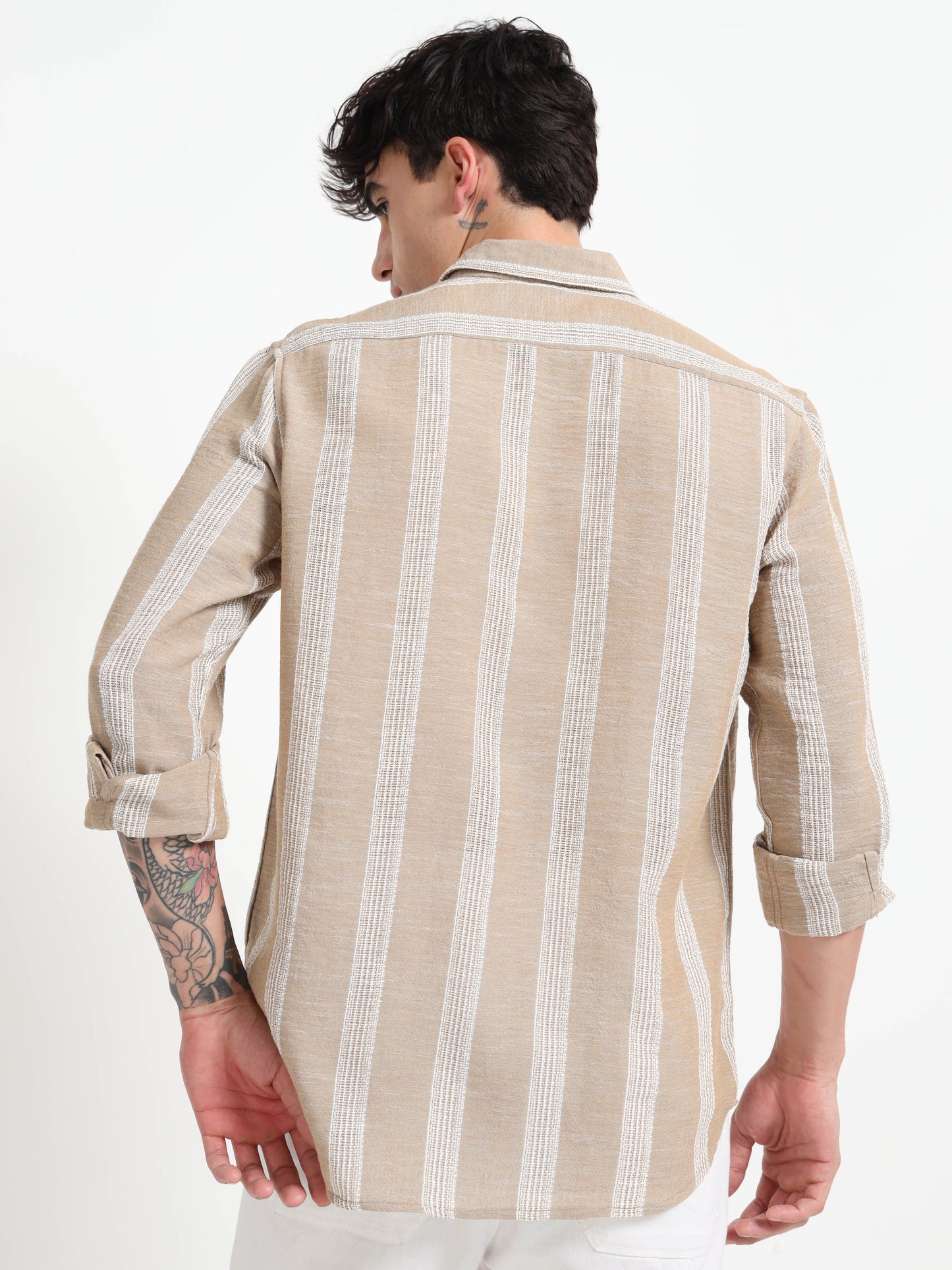 Aurora Beige Stripe Shirt