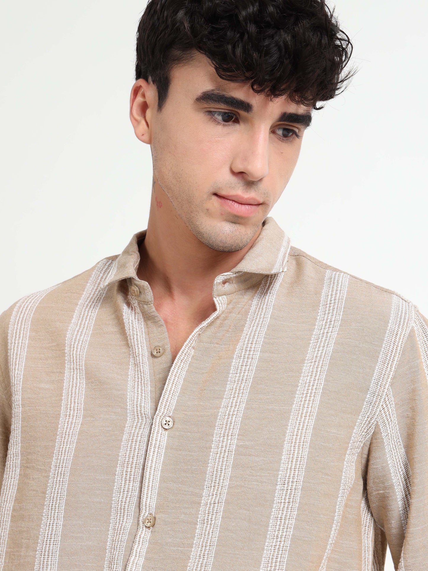 Aurora Beige Stripe Shirt