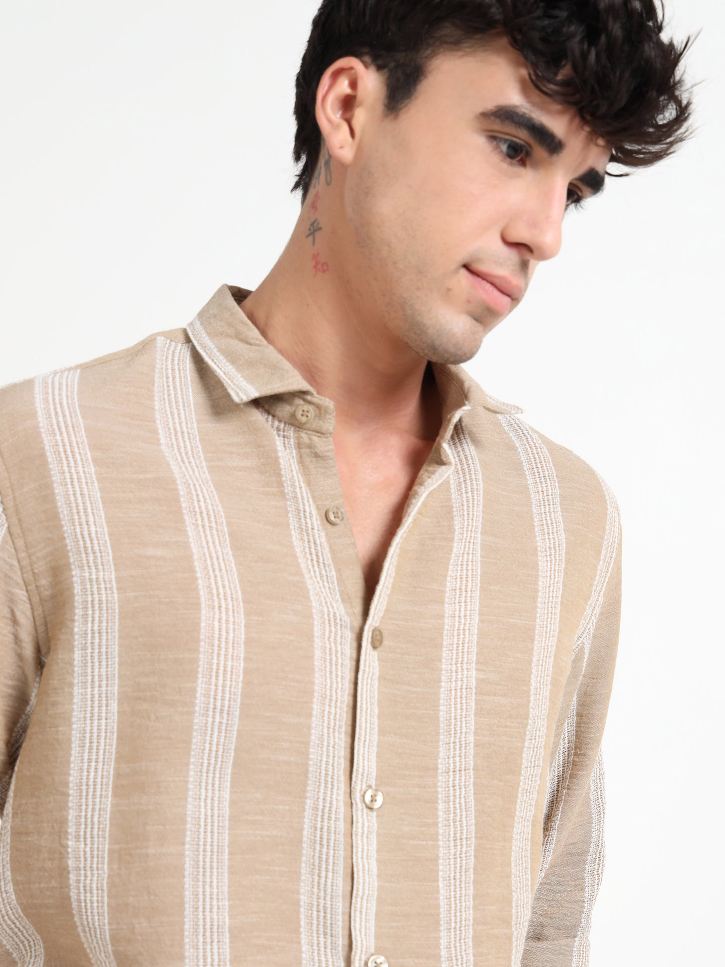 Aurora Beige Stripe Shirt