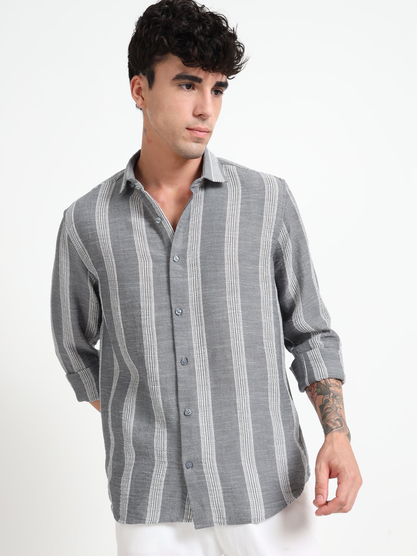Stripe Elegance Grey Striped Shirt