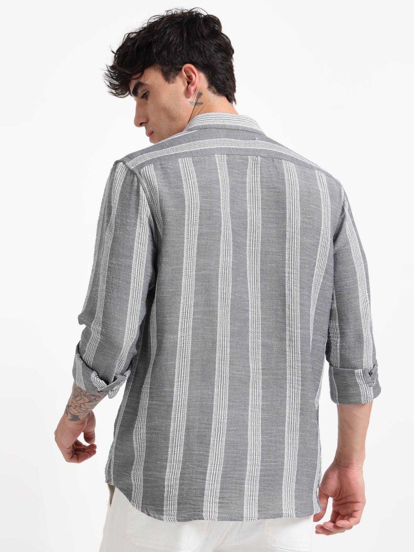 Stripe Elegance Grey Striped Shirt