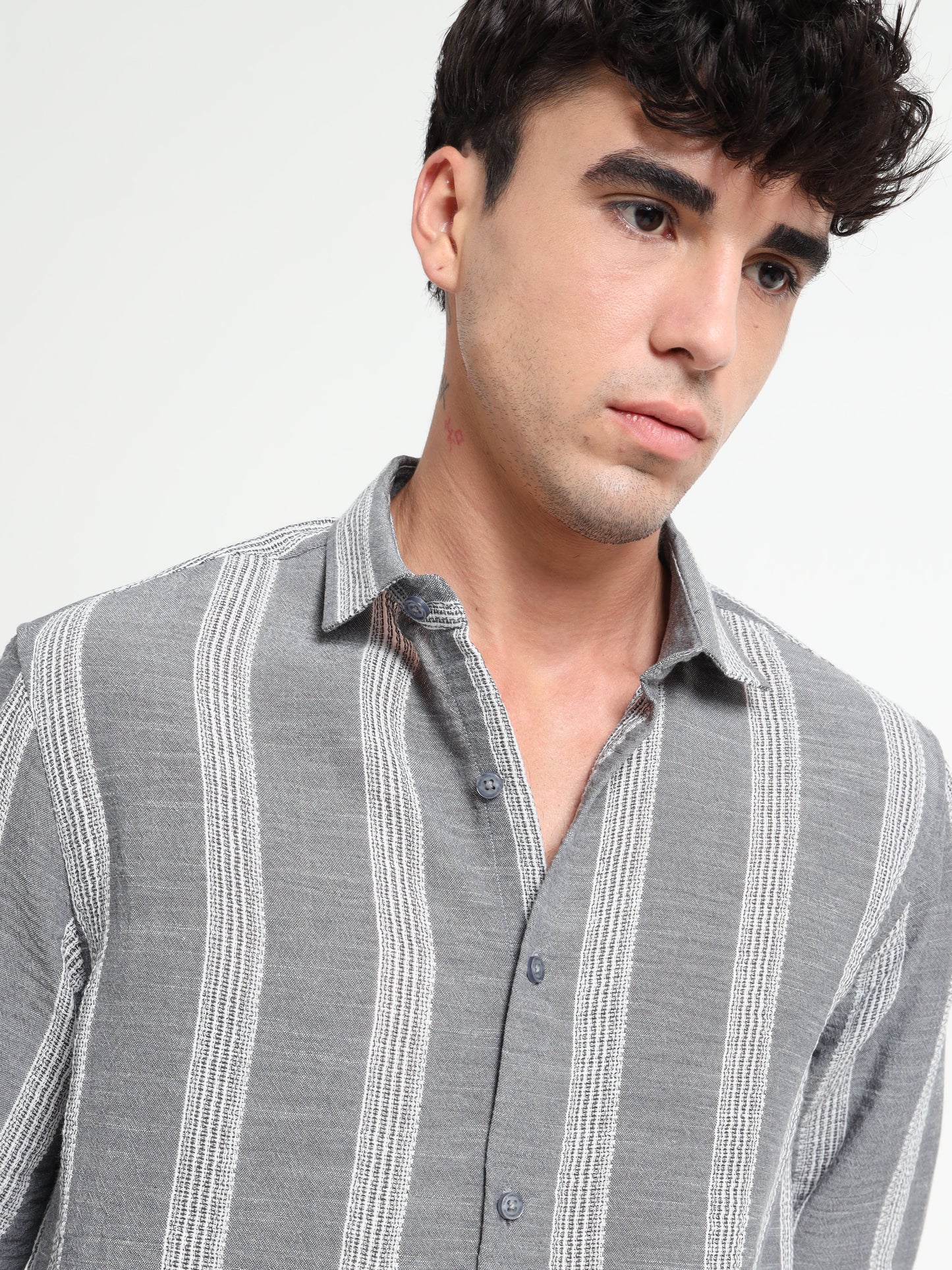 Stripe Elegance Grey Striped Shirt