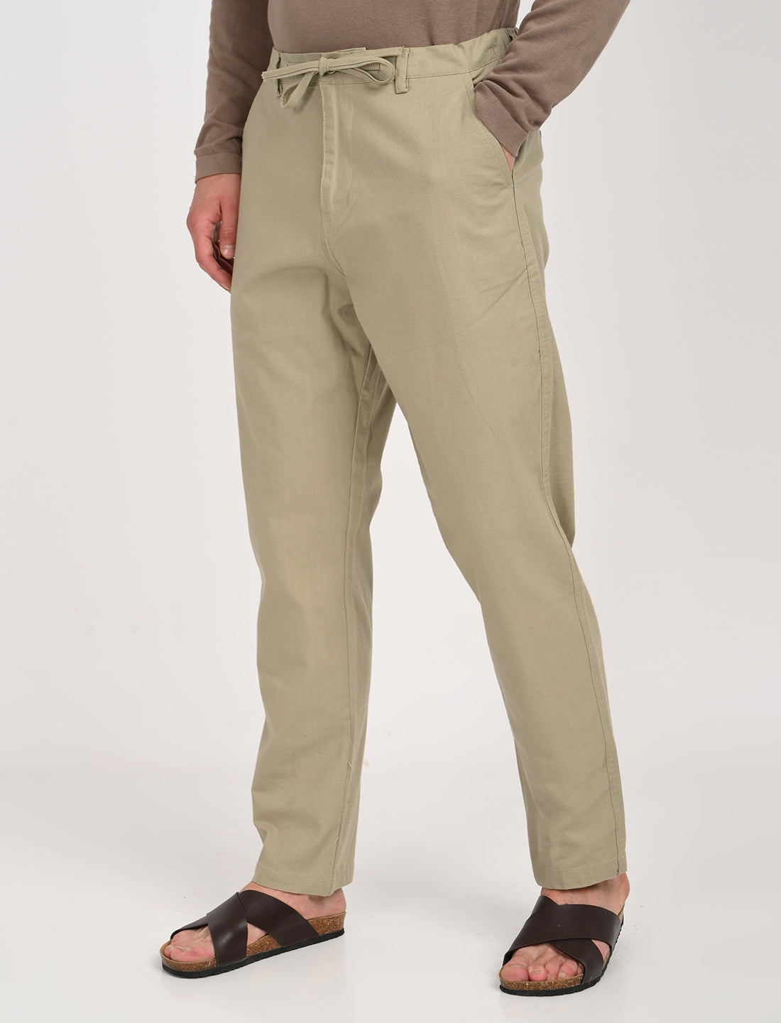 Vega Beige Linen Blend Trouser