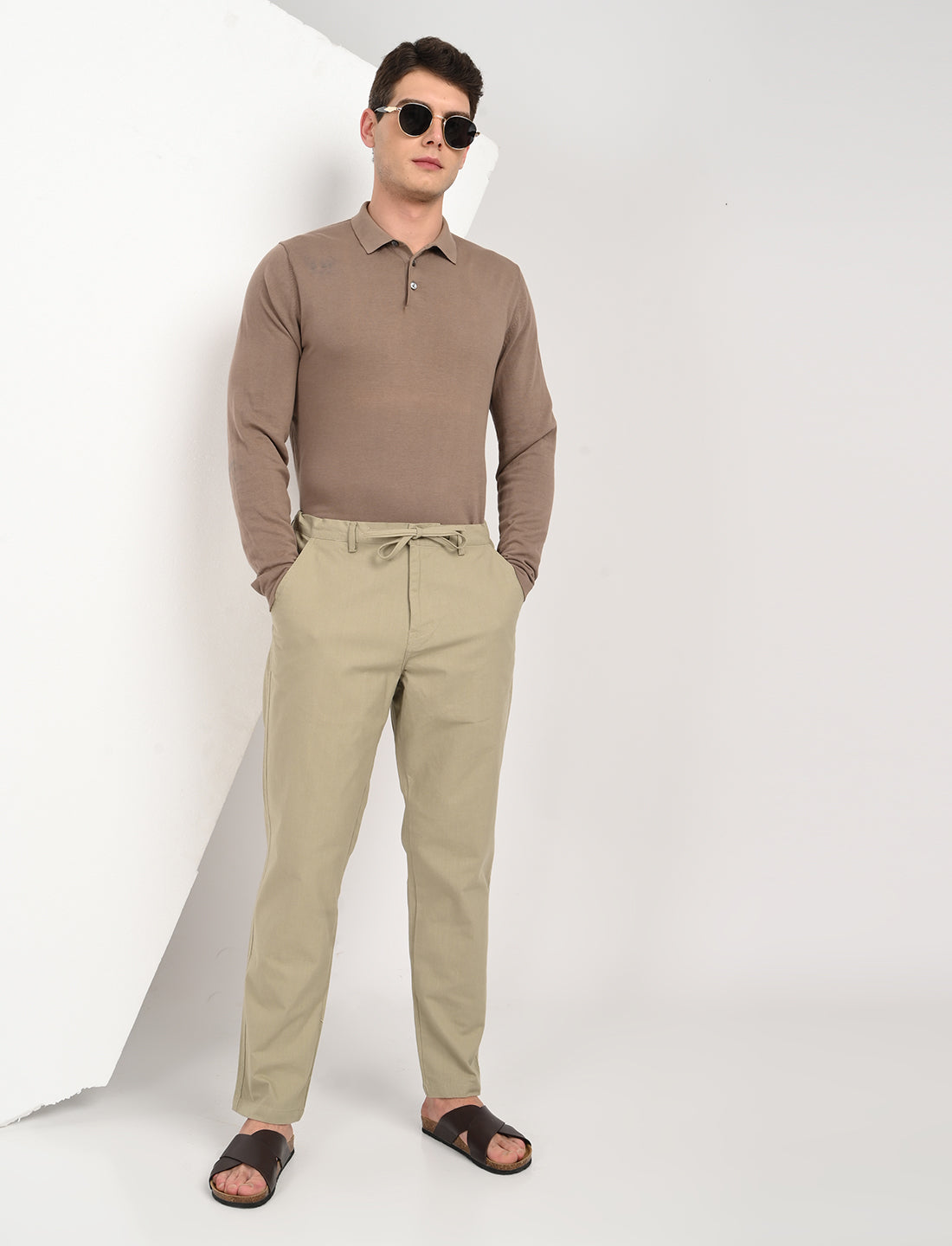 Vega Beige Linen Blend Trouser