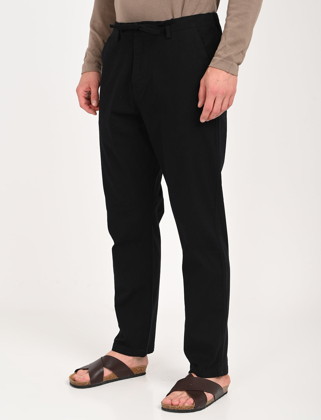 Vega Black Linen Blend Trouser