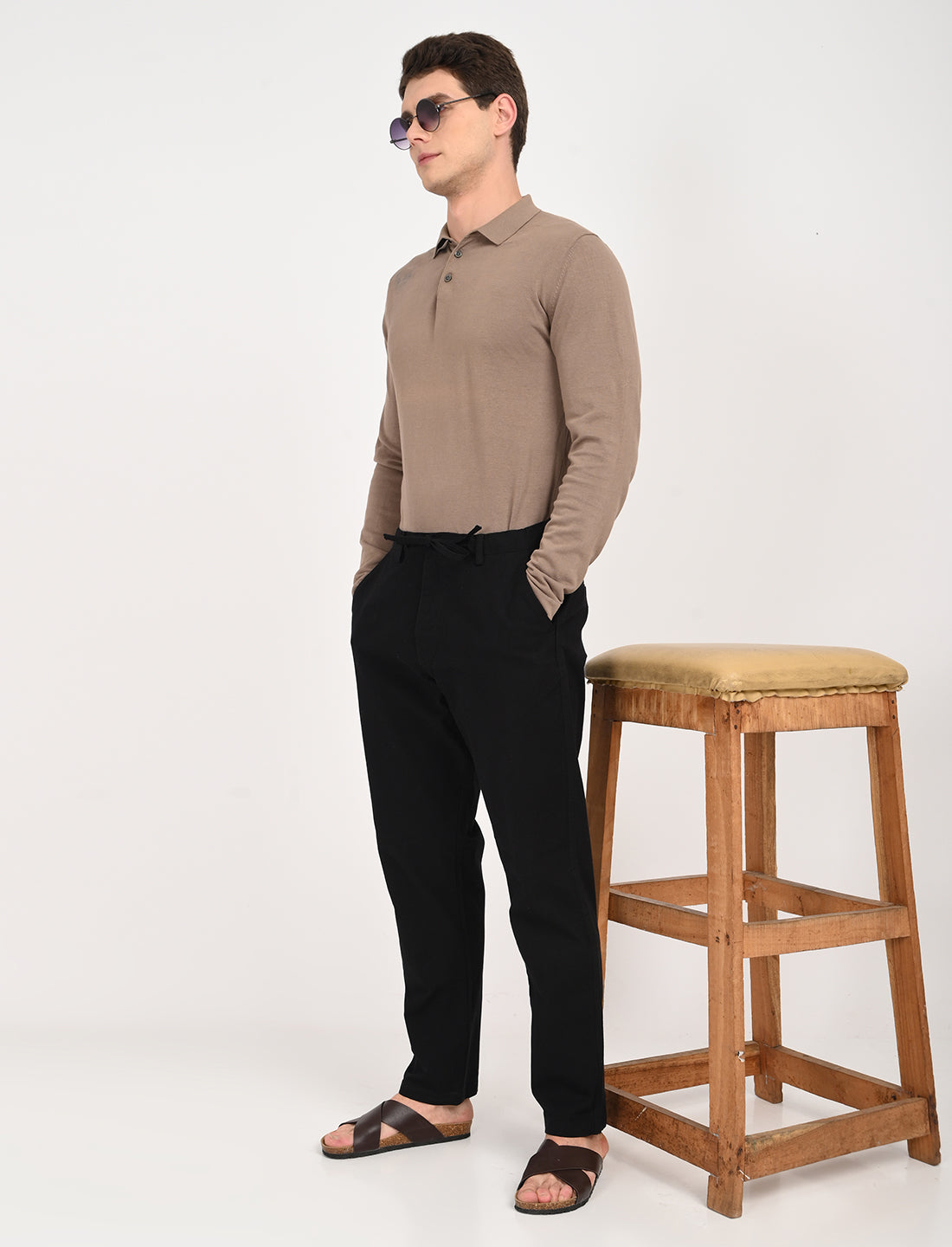 Vega Black Linen Blend Trouser