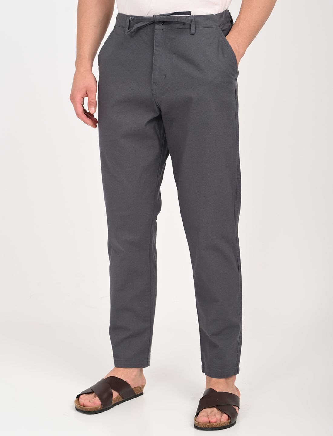 Vega Dark Grey Linen Blend Trouser