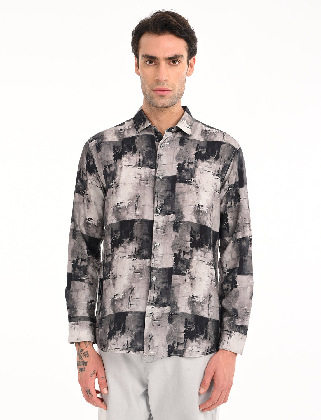 Ash Grey Printed Shirt