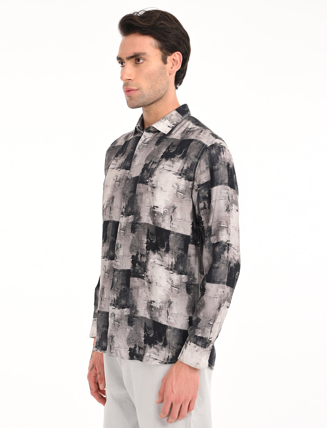 Ash Grey Printed Shirt