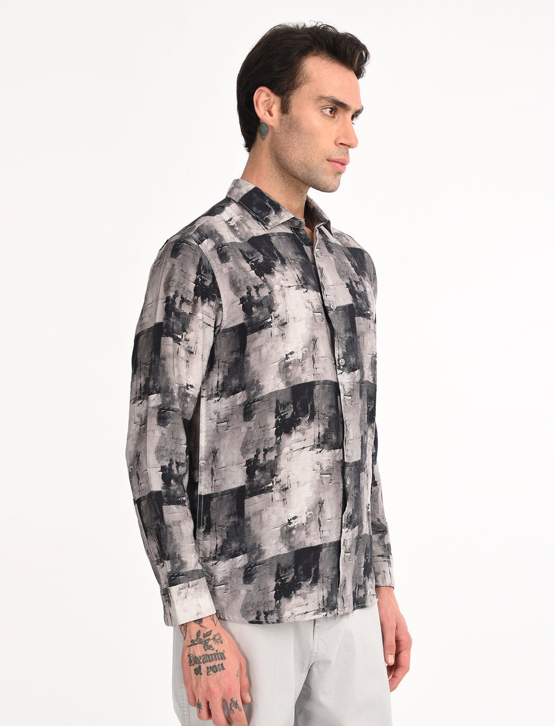 Ash Grey Printed Shirt