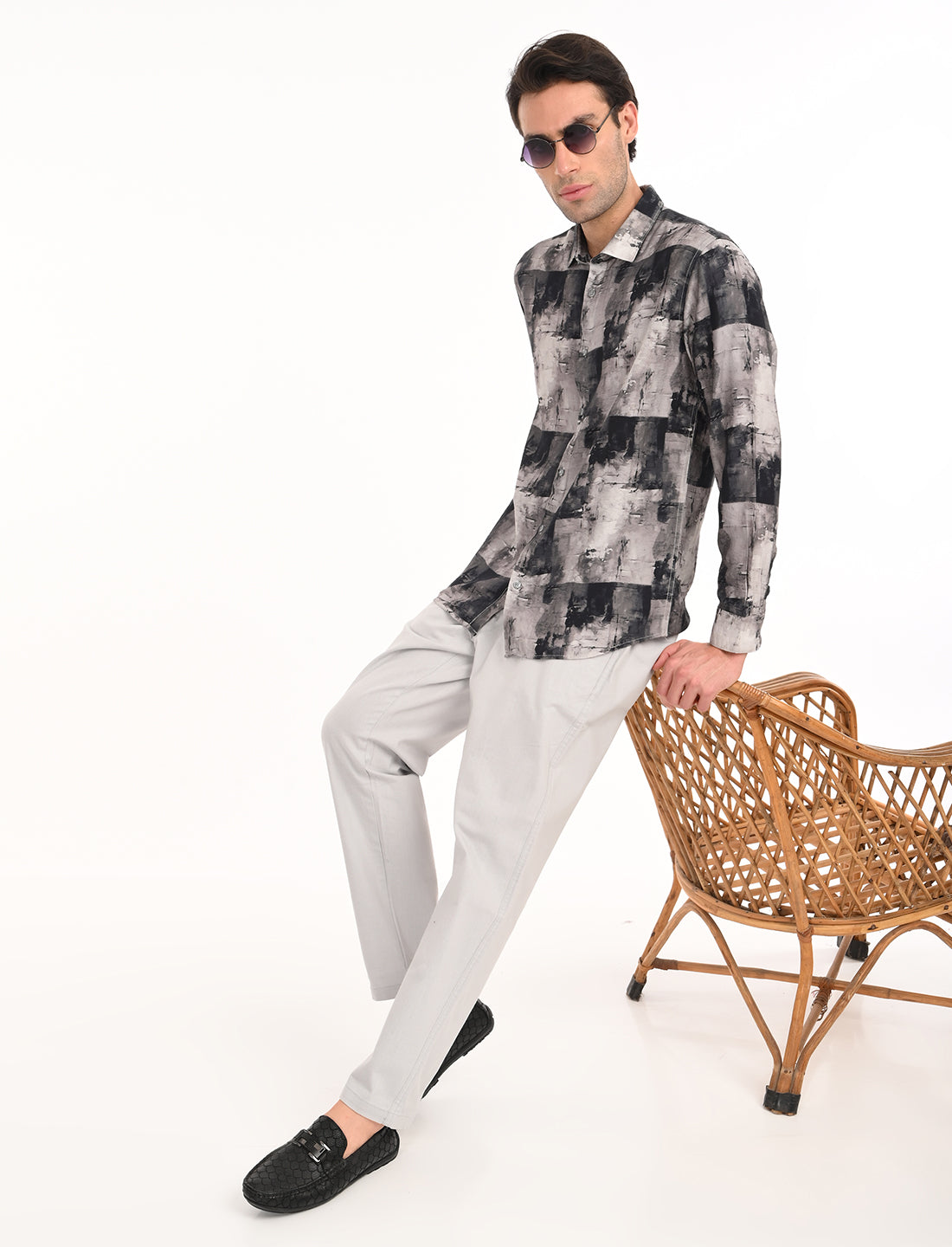 Ash Grey Printed Shirt