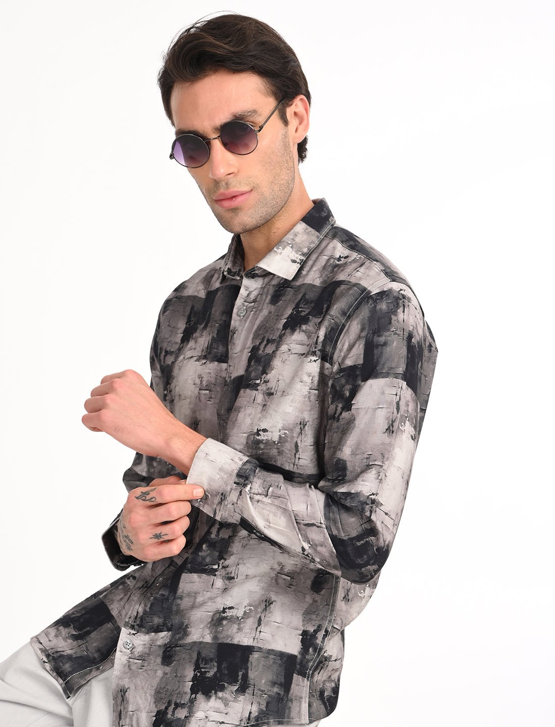 Ash Grey Printed Shirt
