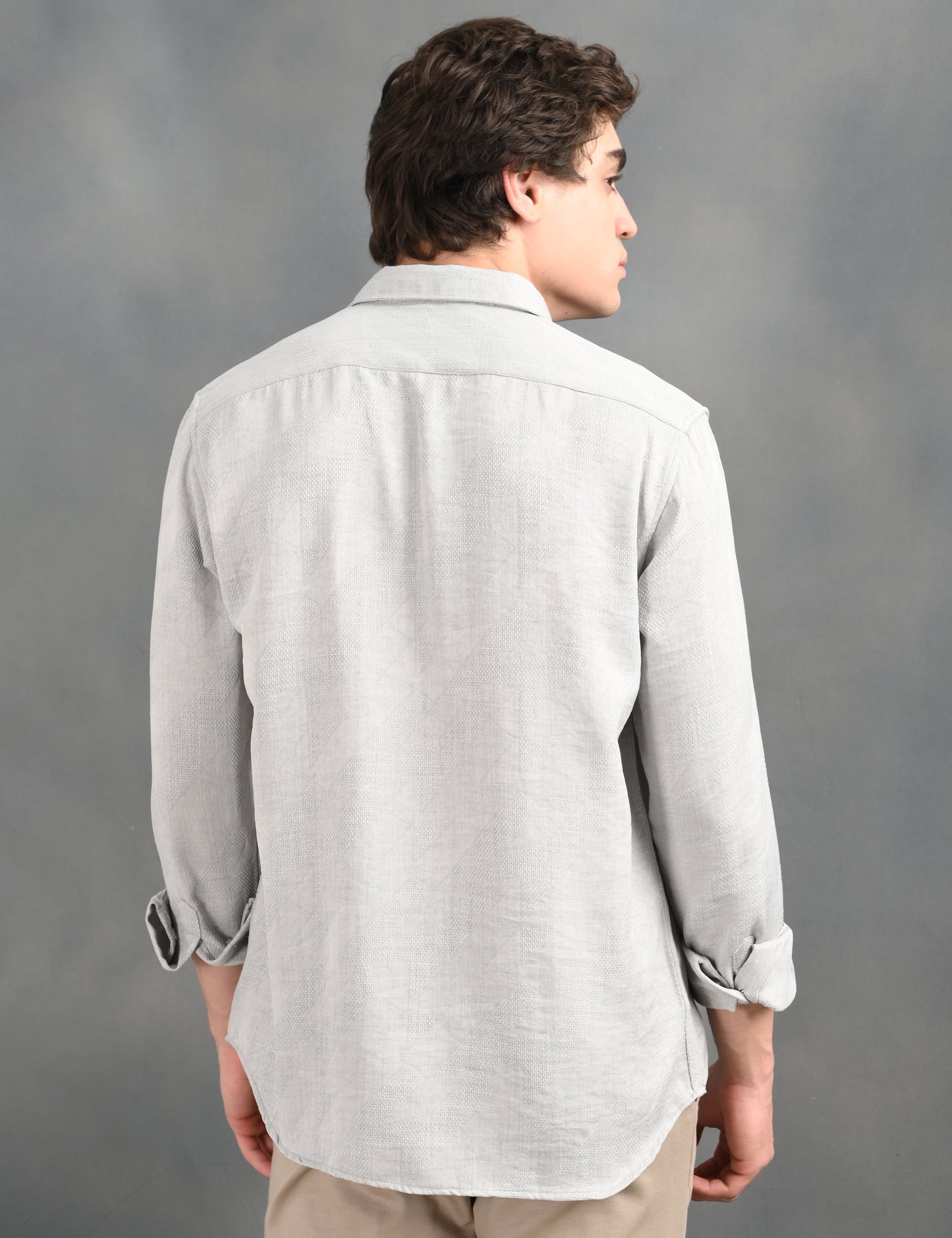 Textured Jacquard Grey Shirt
