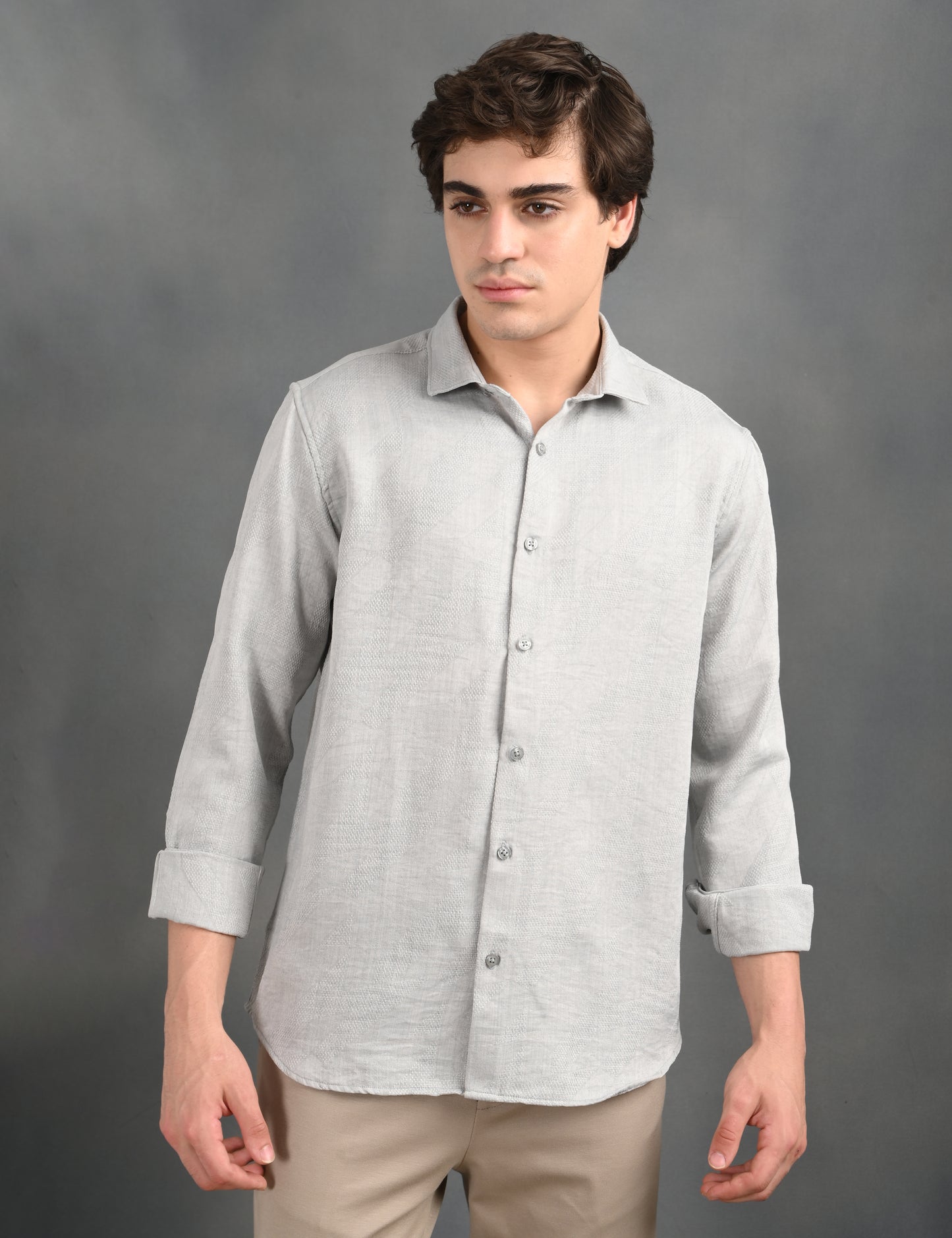 Textured Jacquard Grey Shirt