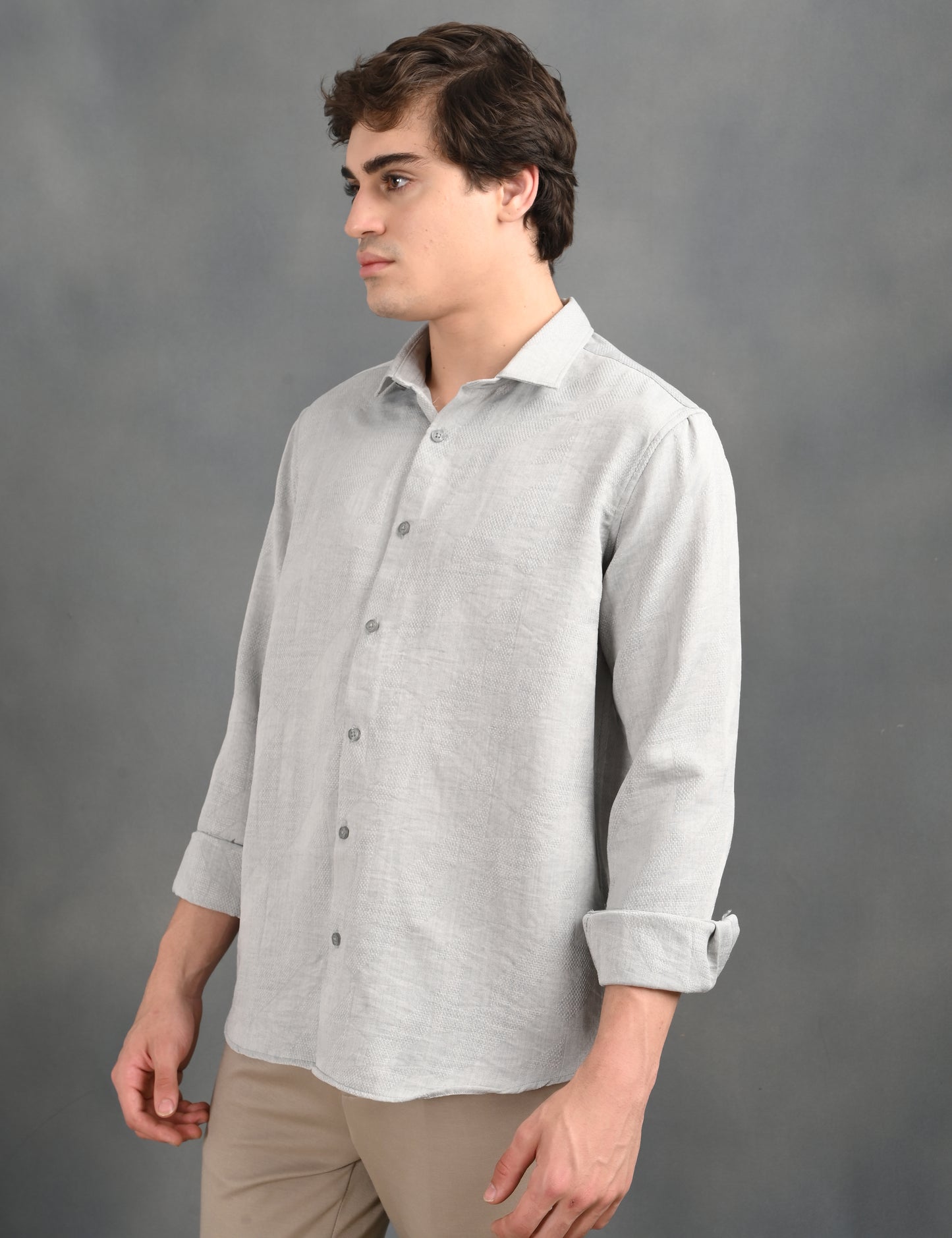 Textured Jacquard Grey Shirt
