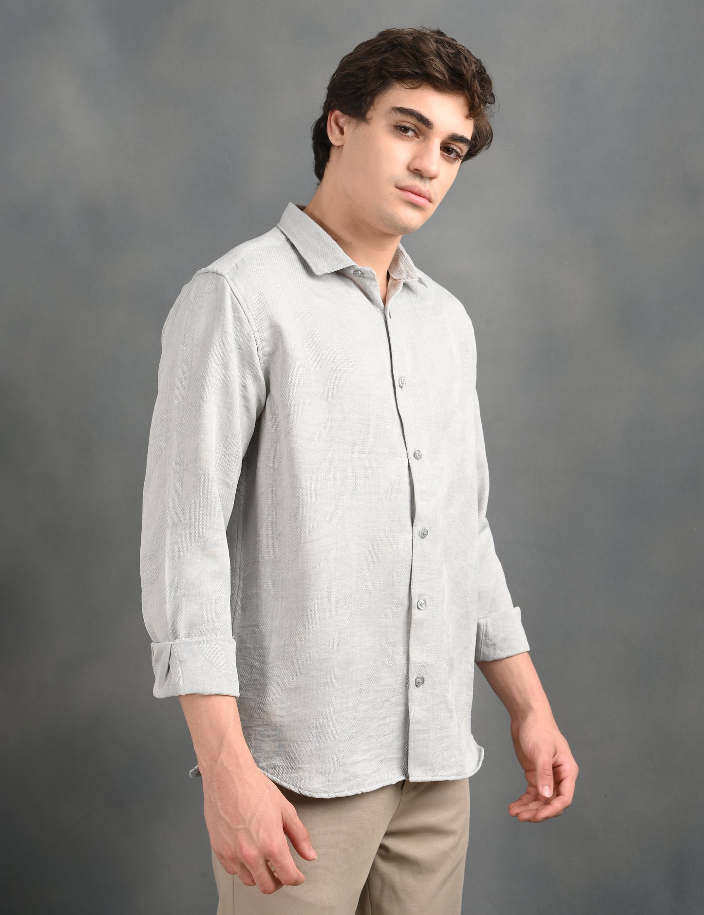 Textured Jacquard Grey Shirt
