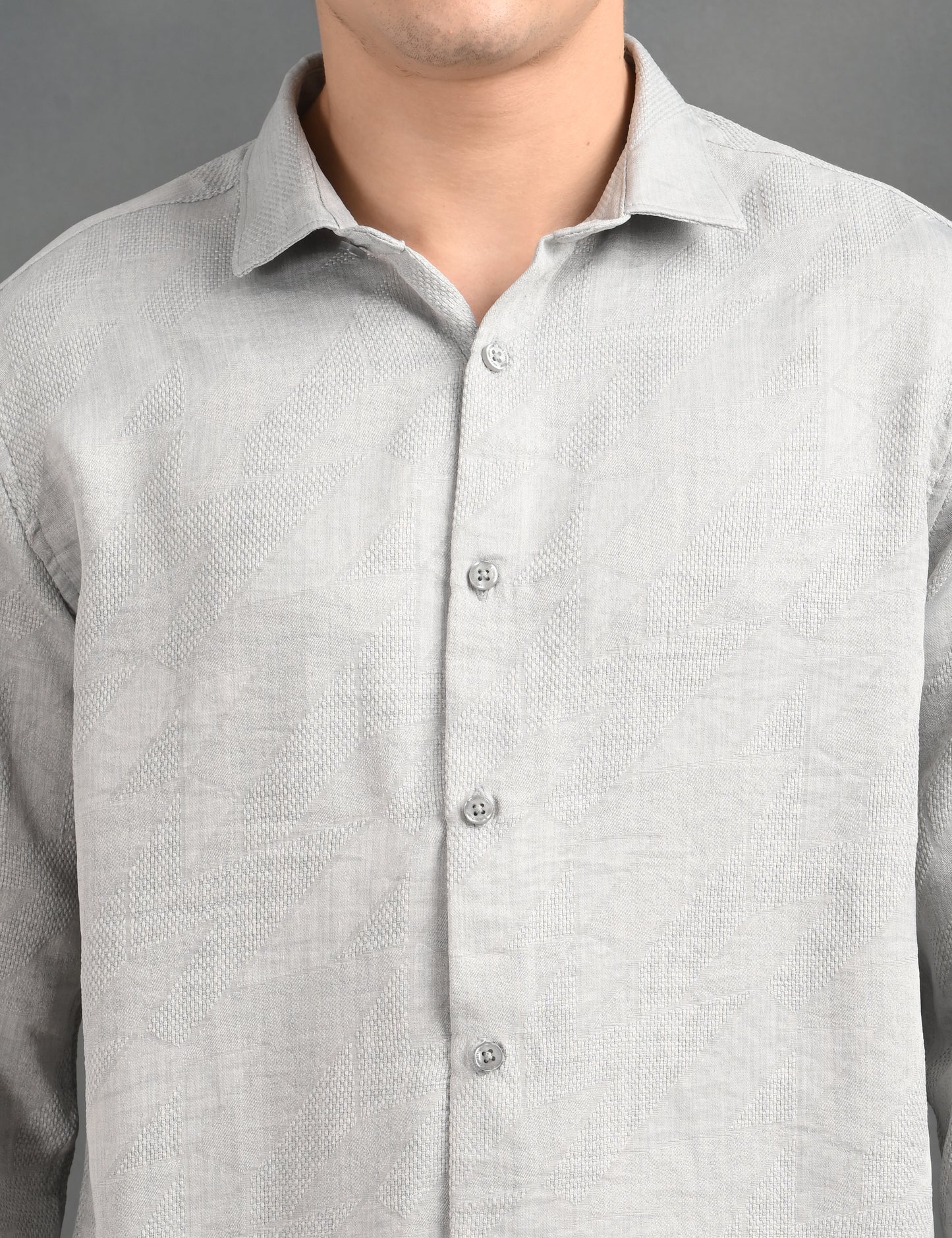 Textured Jacquard Grey Shirt