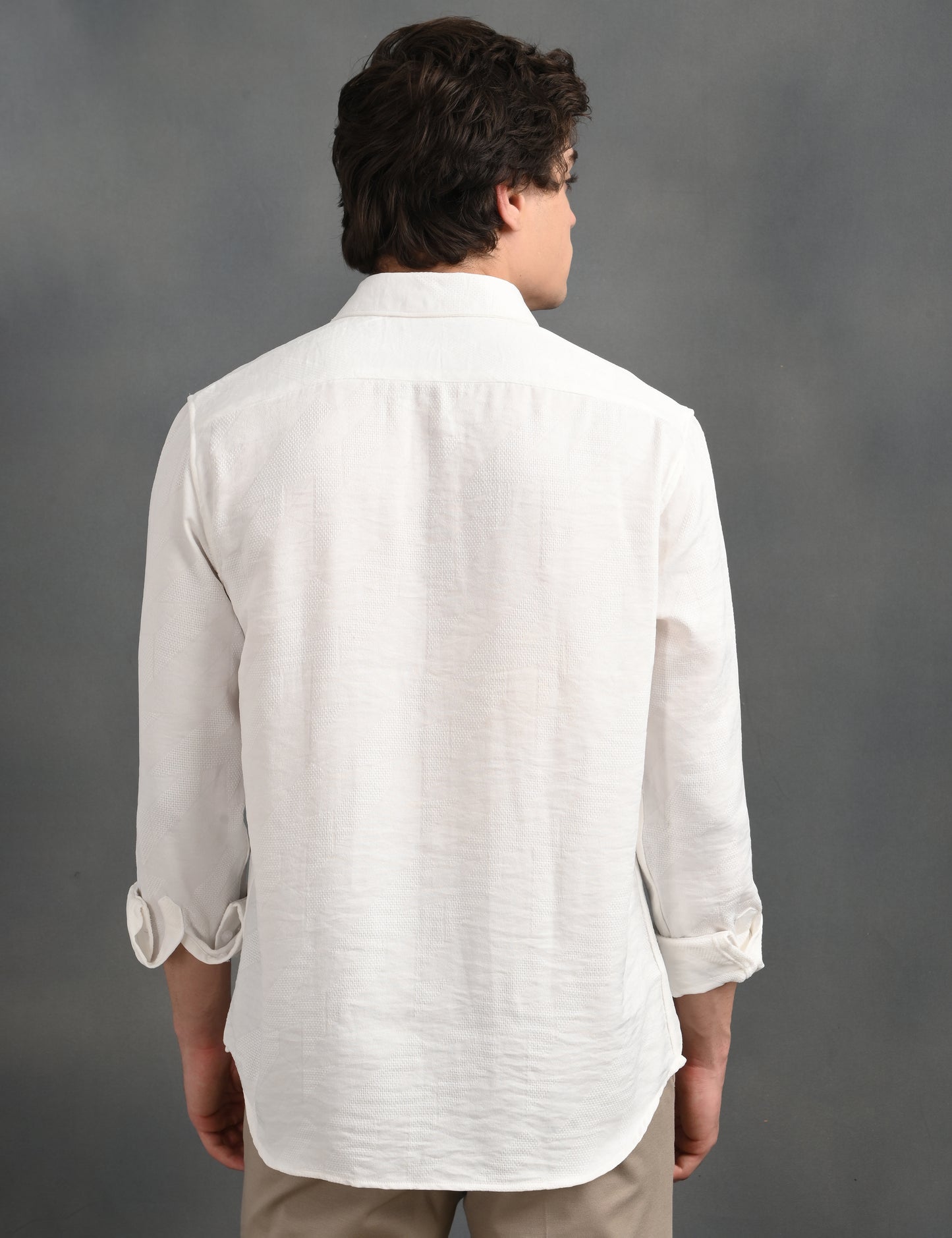 Textured Jacquard White Shirt