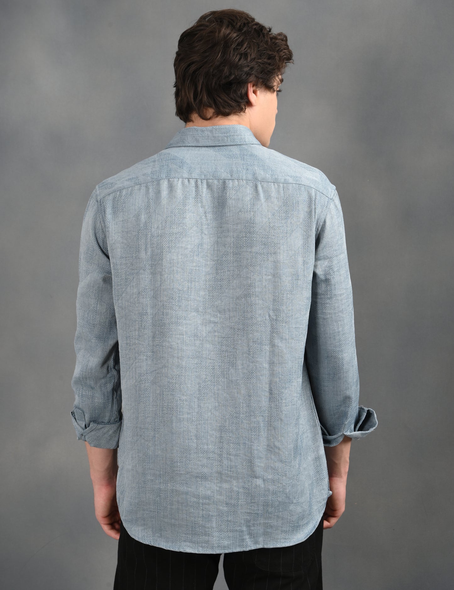 Berit Blue Textured Jacquard Shirt