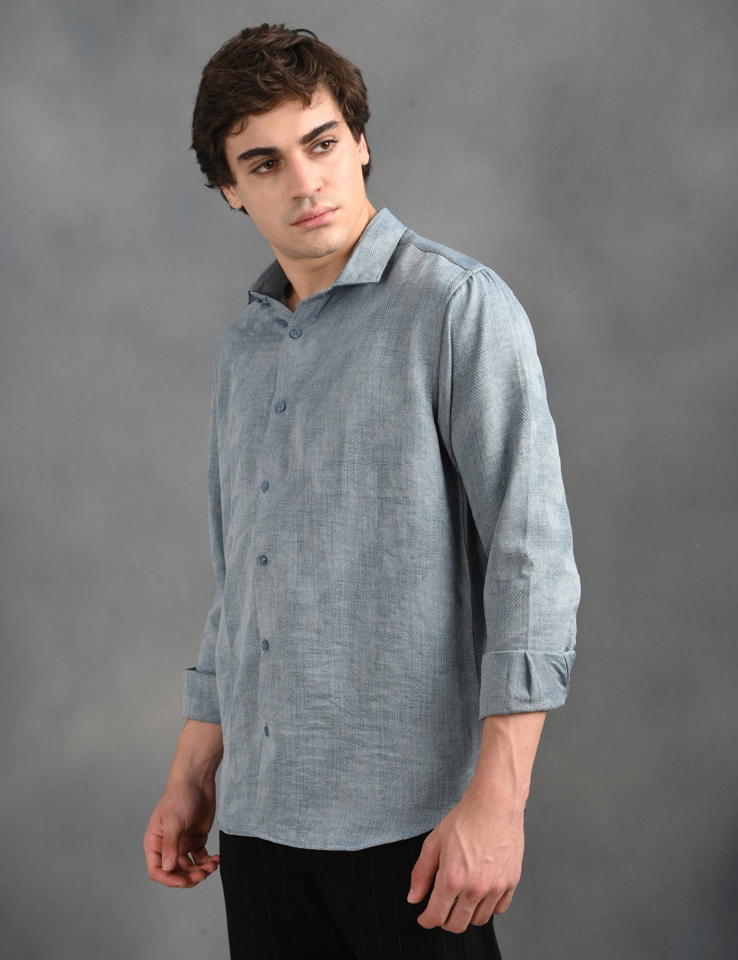 Berit Blue Textured Jacquard Shirt