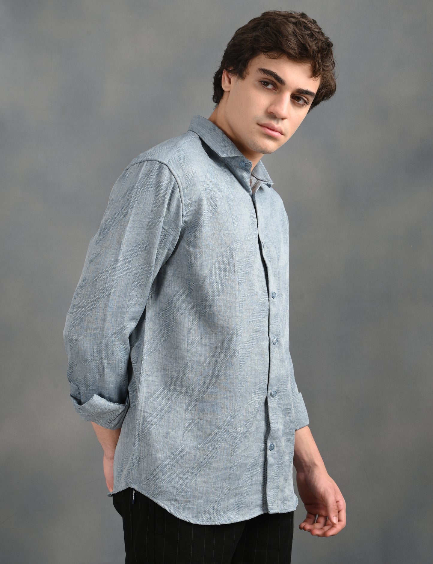 Berit Blue Textured Jacquard Shirt