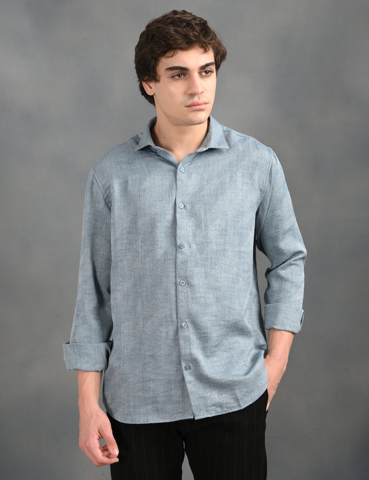 Berit Blue Textured Jacquard Shirt
