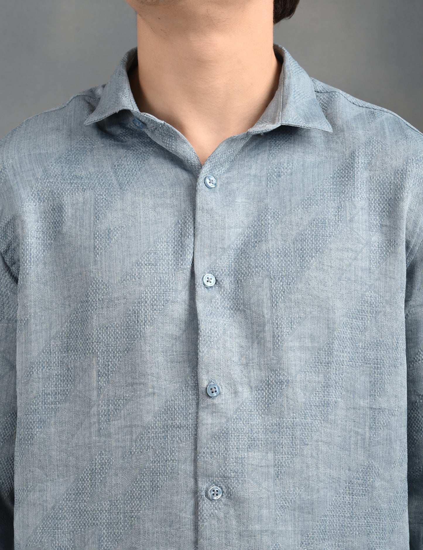 Berit Blue Textured Jacquard Shirt