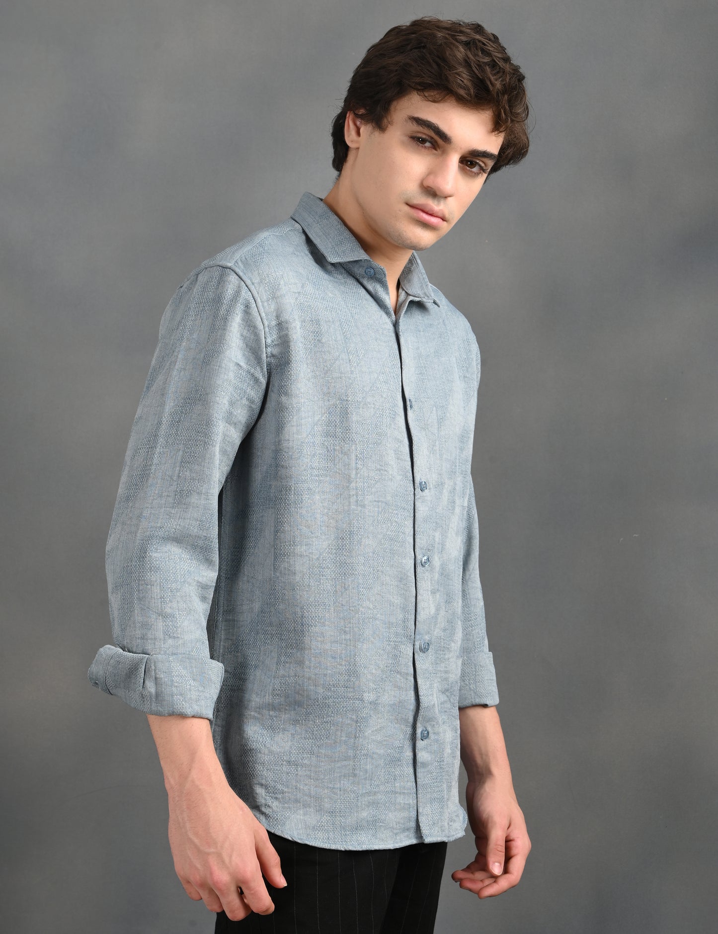 Berit Blue Textured Jacquard Shirt