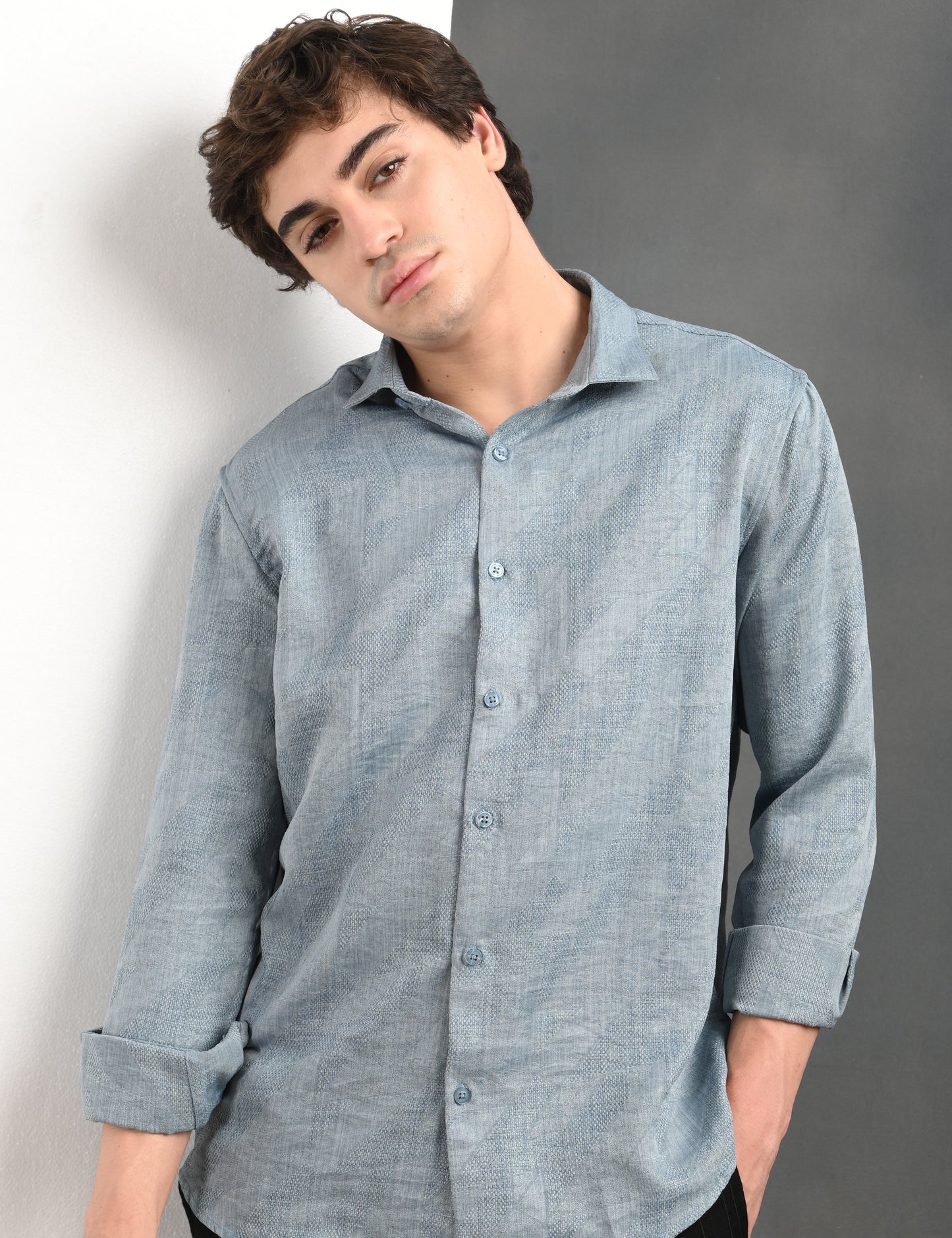 Berit Blue Textured Jacquard Shirt