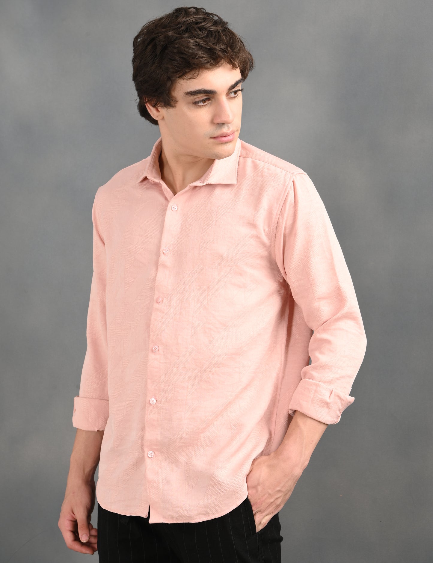 Berit Pink Textured Jacquard Shirt