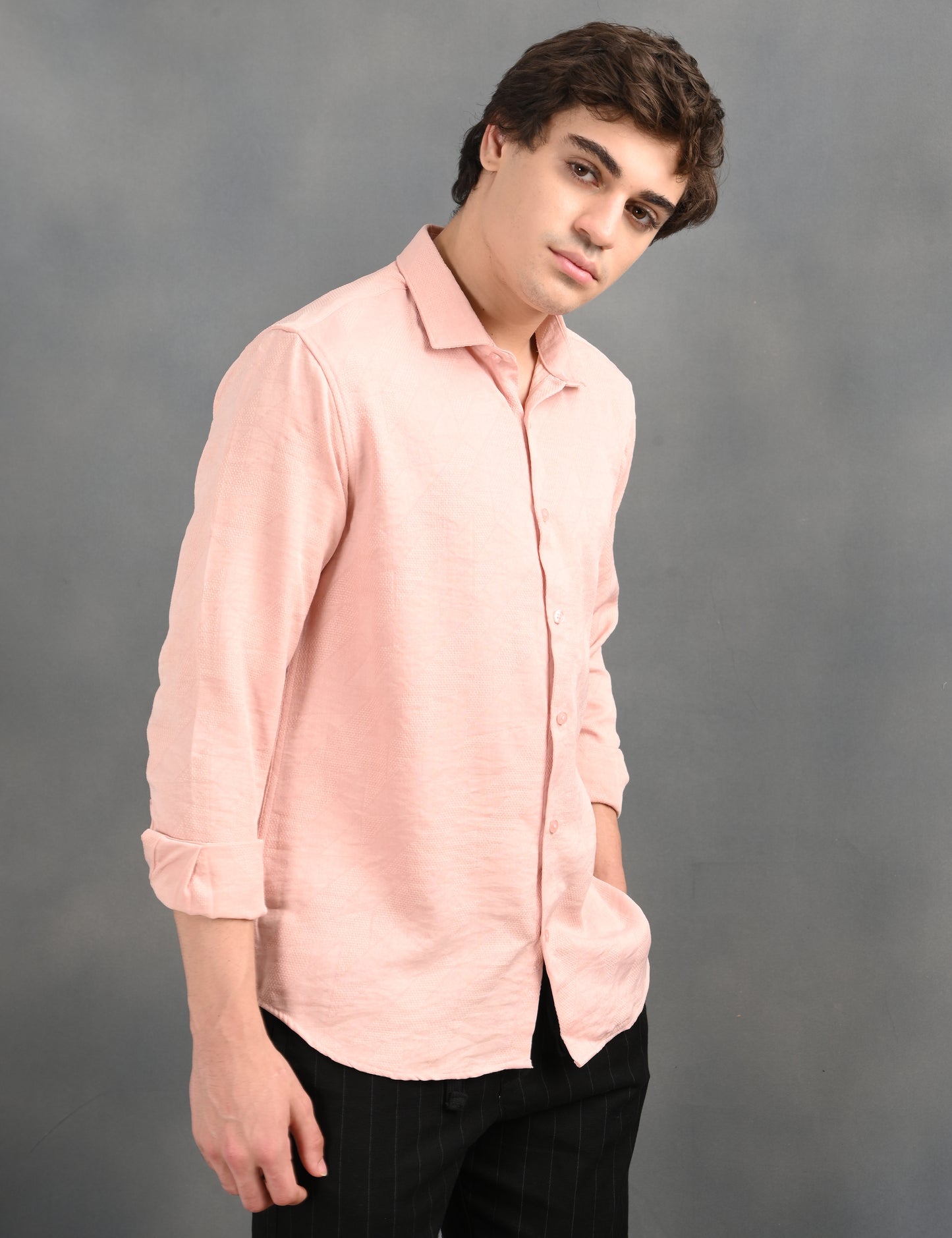 Berit Pink Textured Jacquard Shirt