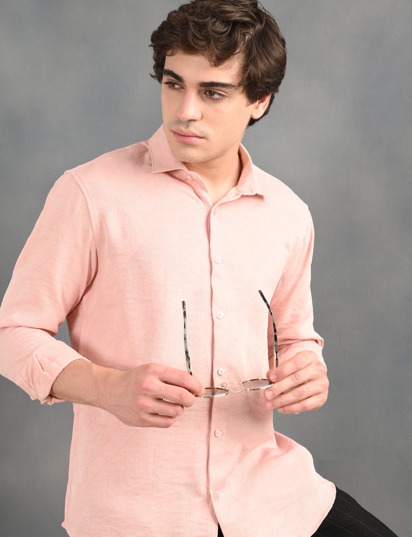 Berit Pink Textured Jacquard Shirt