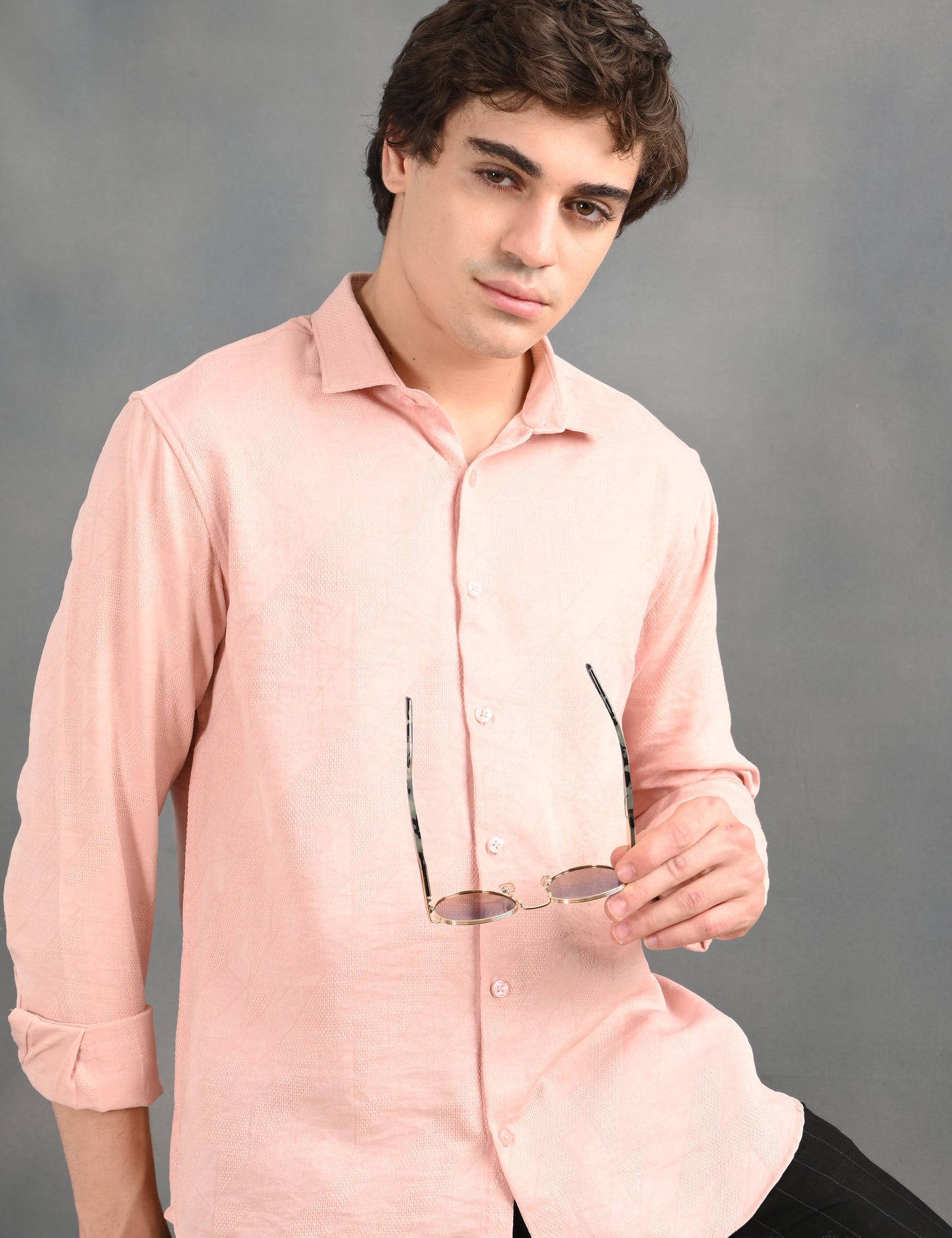 Berit Pink Textured Jacquard Shirt