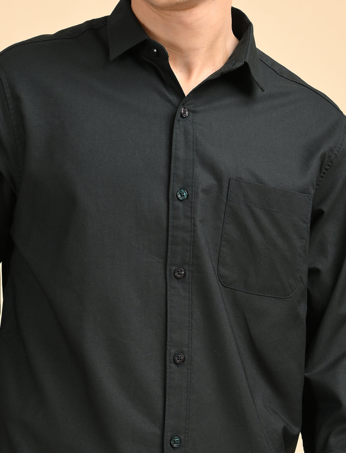 Dark Green Solid Oxford Shirt