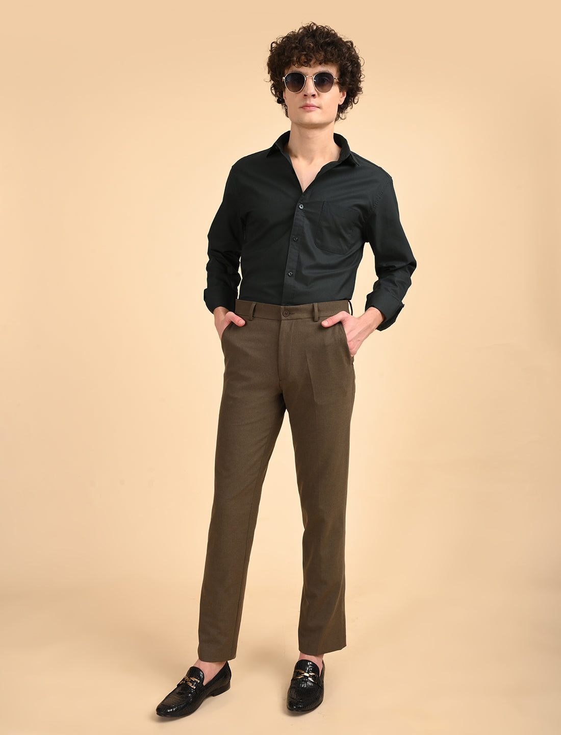 Dark Green Solid Oxford Shirt