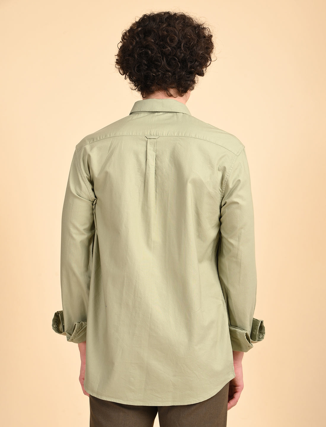 Light Green Solid Oxford Shirt