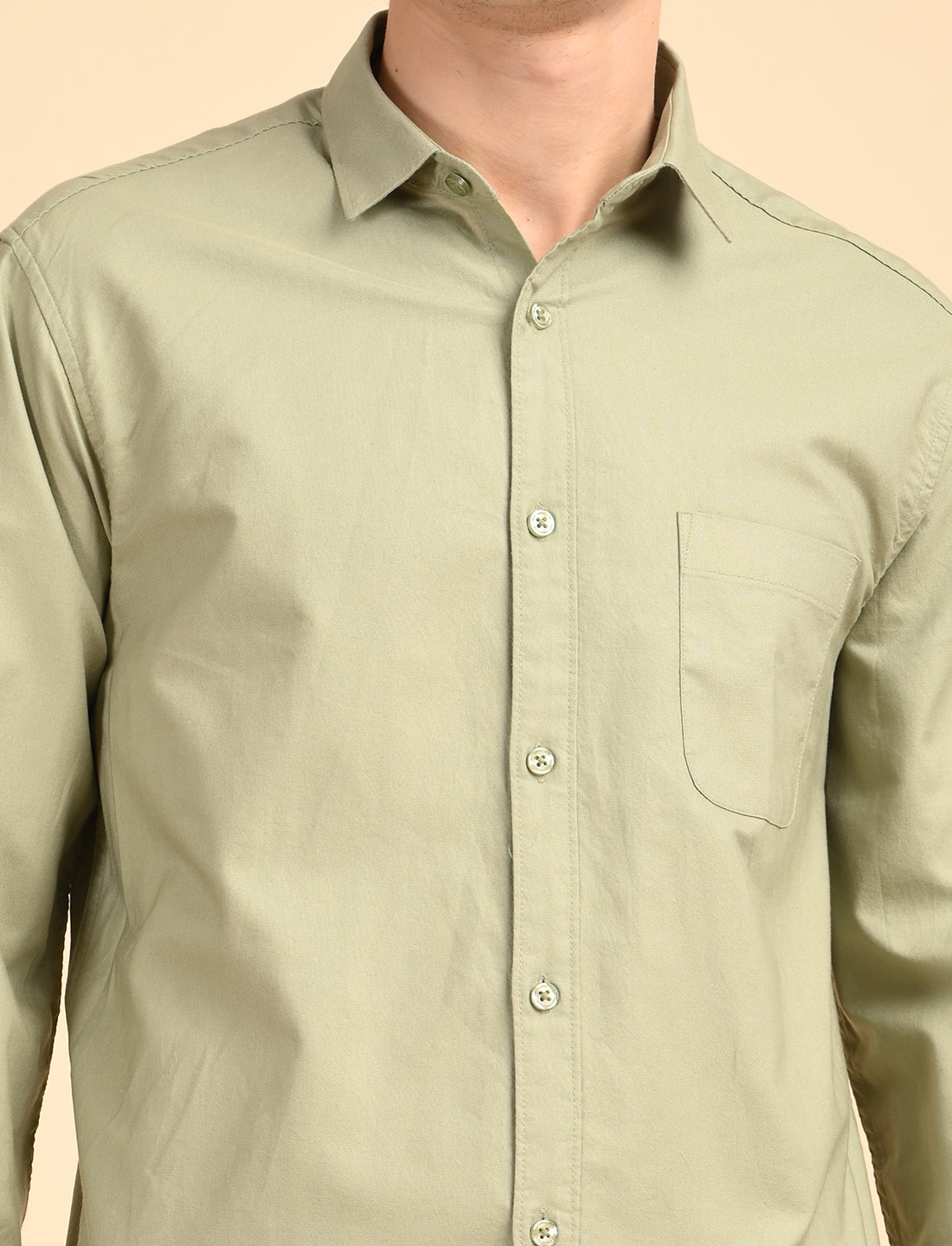 Light Green Solid Oxford Shirt