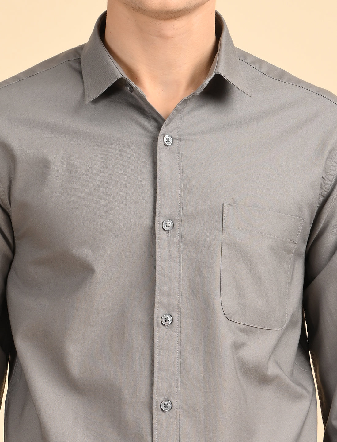 Dark Grey Solid Oxford Shirt