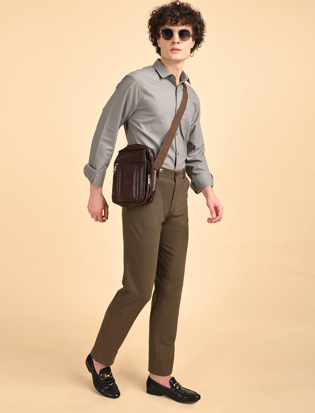 Dark Grey Solid Oxford Shirt