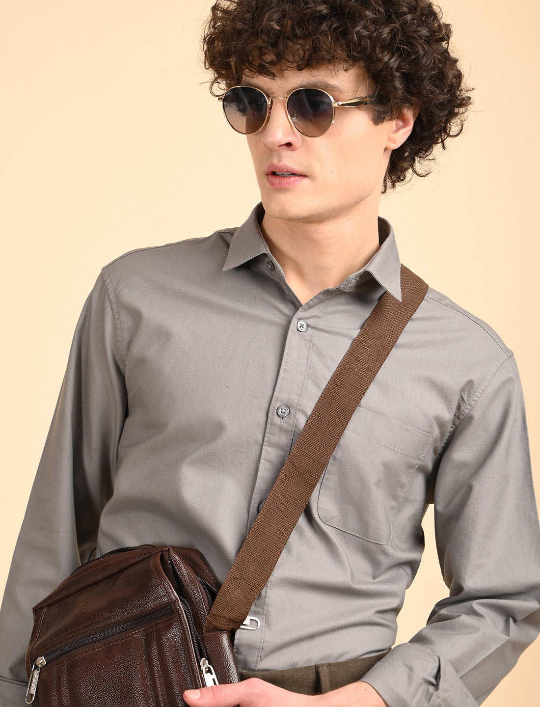 Dark Grey Solid Oxford Shirt