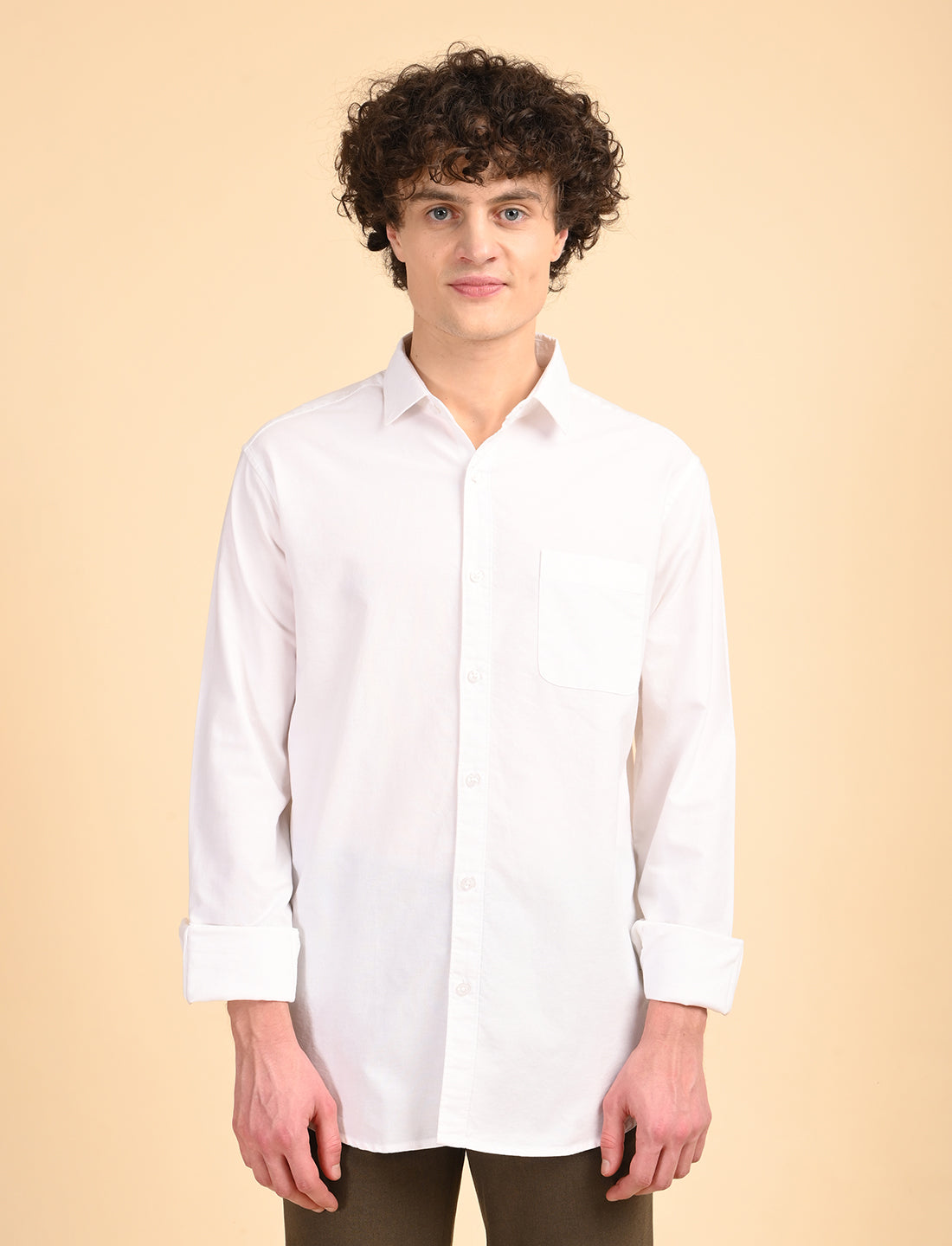 White Solid Oxford Shirt