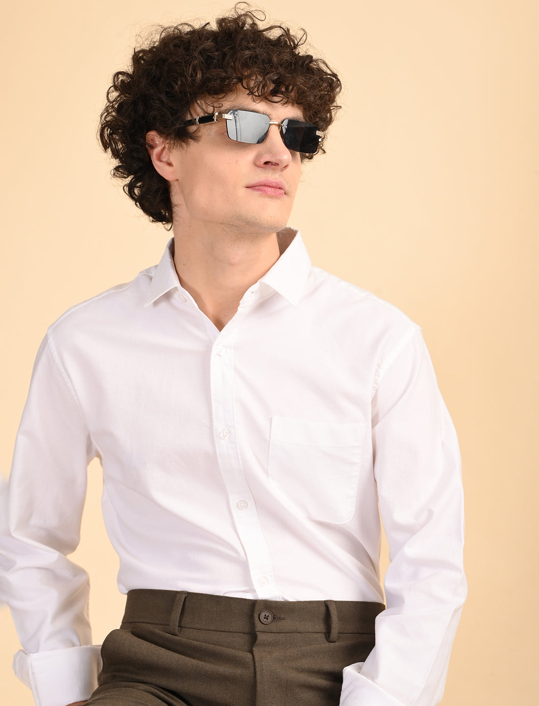 White Solid Oxford Shirt