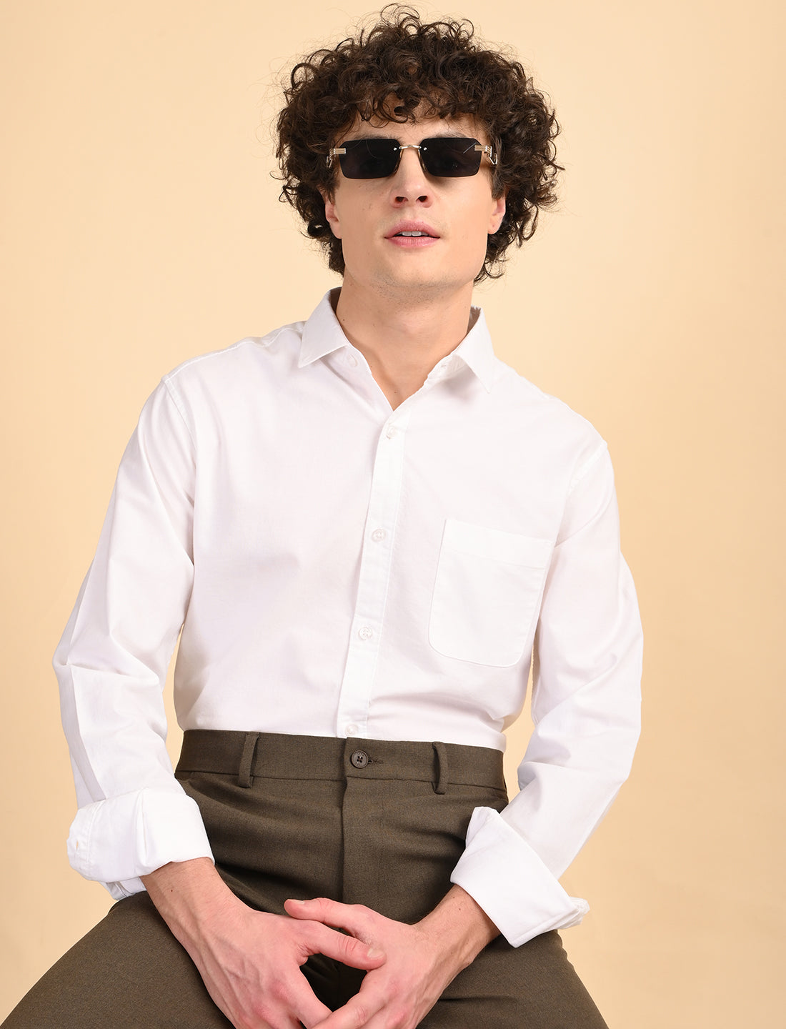 White Solid Oxford Shirt