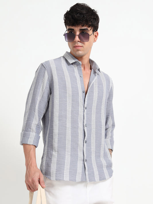 Stripe Elegance Light Grey Striped Shirt