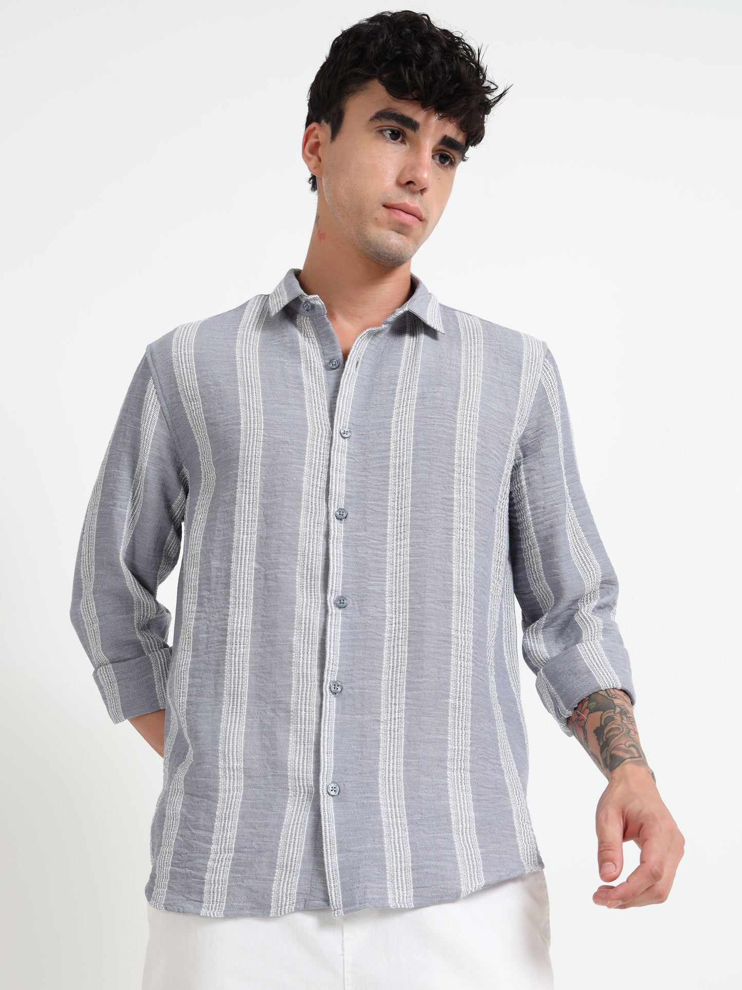 Stripe Elegance Light Grey Striped Shirt