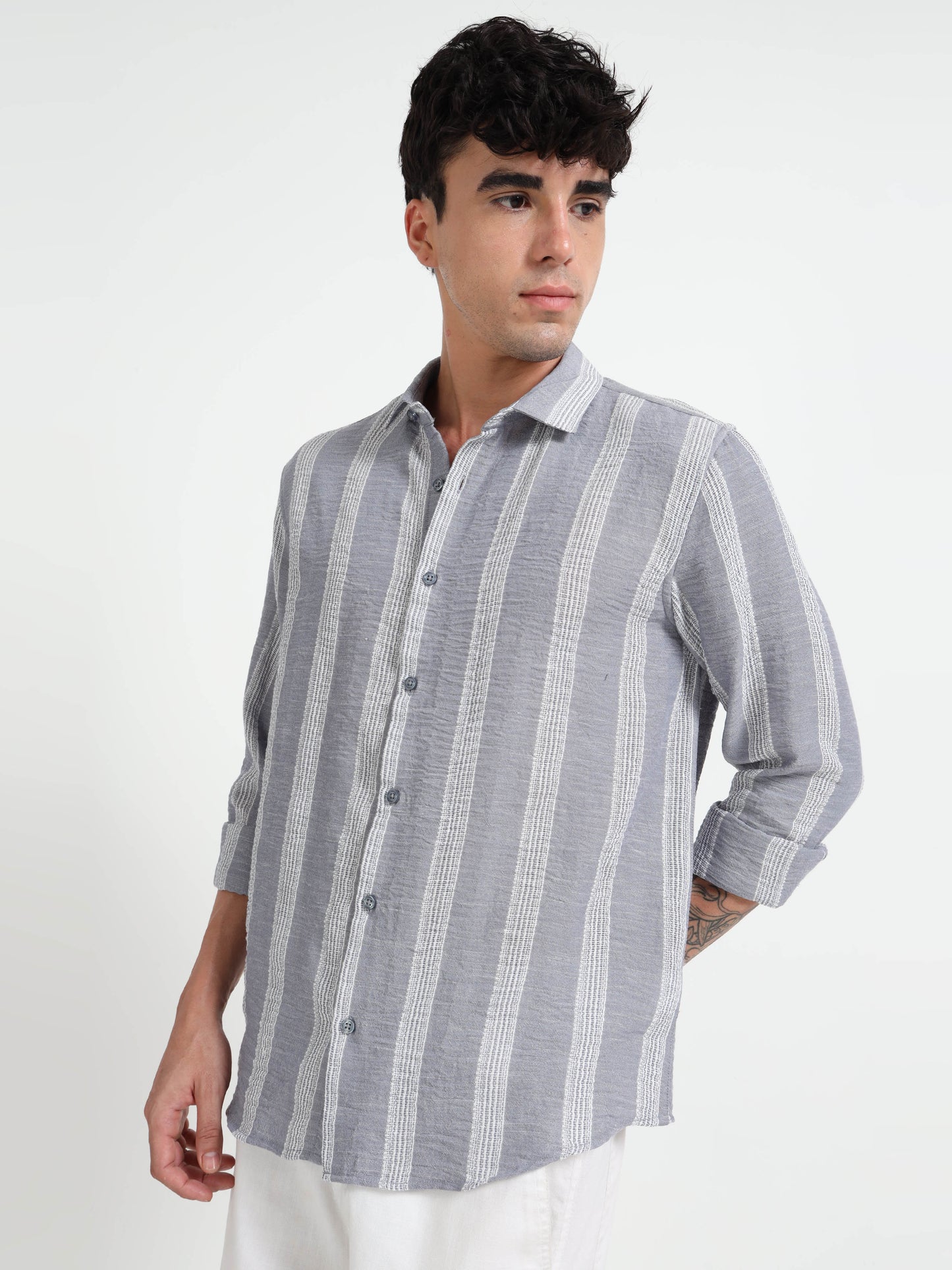 Stripe Elegance Light Grey Striped Shirt