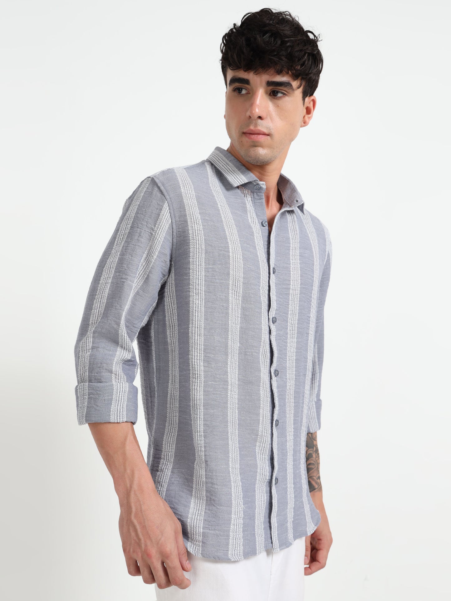 Stripe Elegance Light Grey Striped Shirt