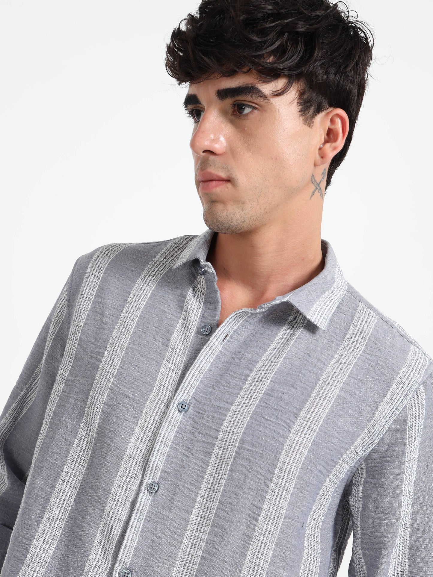 Stripe Elegance Light Grey Striped Shirt