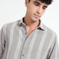 Stone Grey Striped Shirt